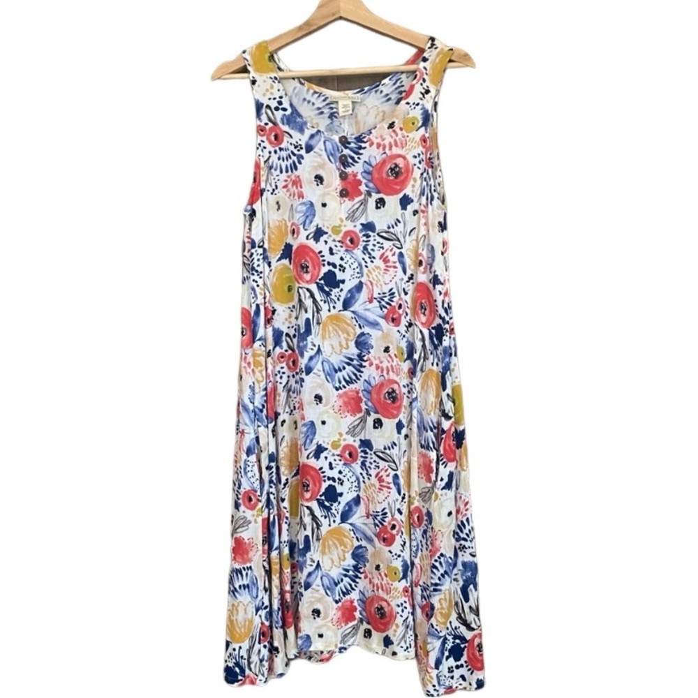 Water Lily Sleeveless Summer Dress with Pockets Size M